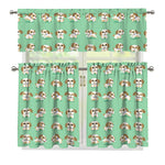 Cartoon Shih Tzu Pattern Print 3 Piece Kitchen Curtains