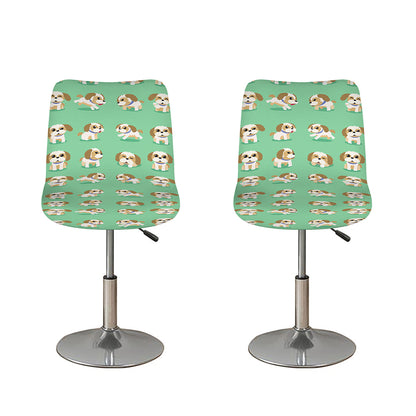 Cartoon Shih Tzu Pattern Print Bar Stool Covers