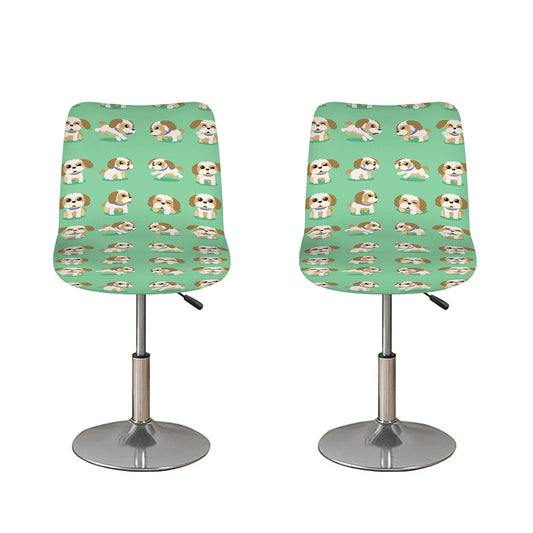 Cartoon Shih Tzu Pattern Print Bar Stool Covers