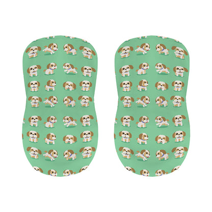 Cartoon Shih Tzu Pattern Print Bar Stool Covers