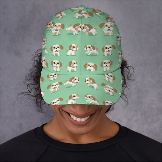 Cartoon Shih Tzu Pattern Print Baseball Cap