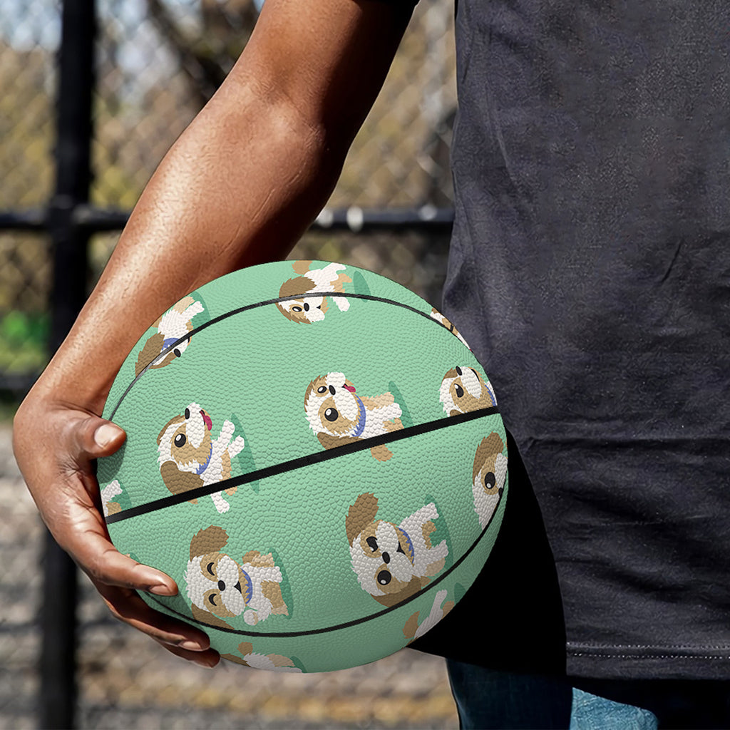 Cartoon Shih Tzu Pattern Print Basketball