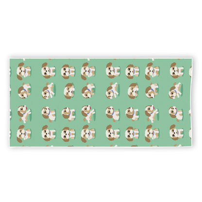 Cartoon Shih Tzu Pattern Print Beach Towel