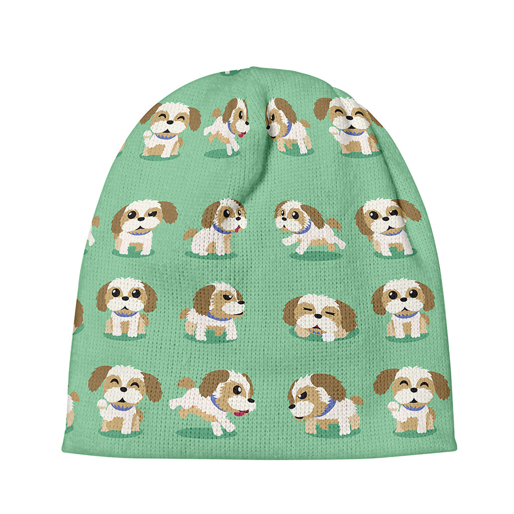 Cartoon Shih Tzu Pattern Print Beanie