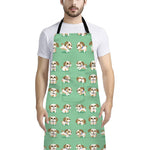 Cartoon Shih Tzu Pattern Print Bib Apron With Pocket