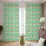 Cartoon Shih Tzu Pattern Print Blackout Pencil Pleat Curtains