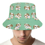 Cartoon Shih Tzu Pattern Print Bucket Hat