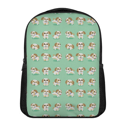 Cartoon Shih Tzu Pattern Print Casual Backpack