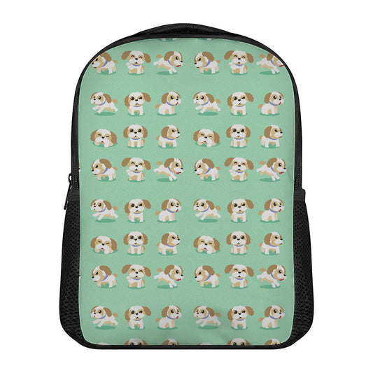 Cartoon Shih Tzu Pattern Print Casual Backpack