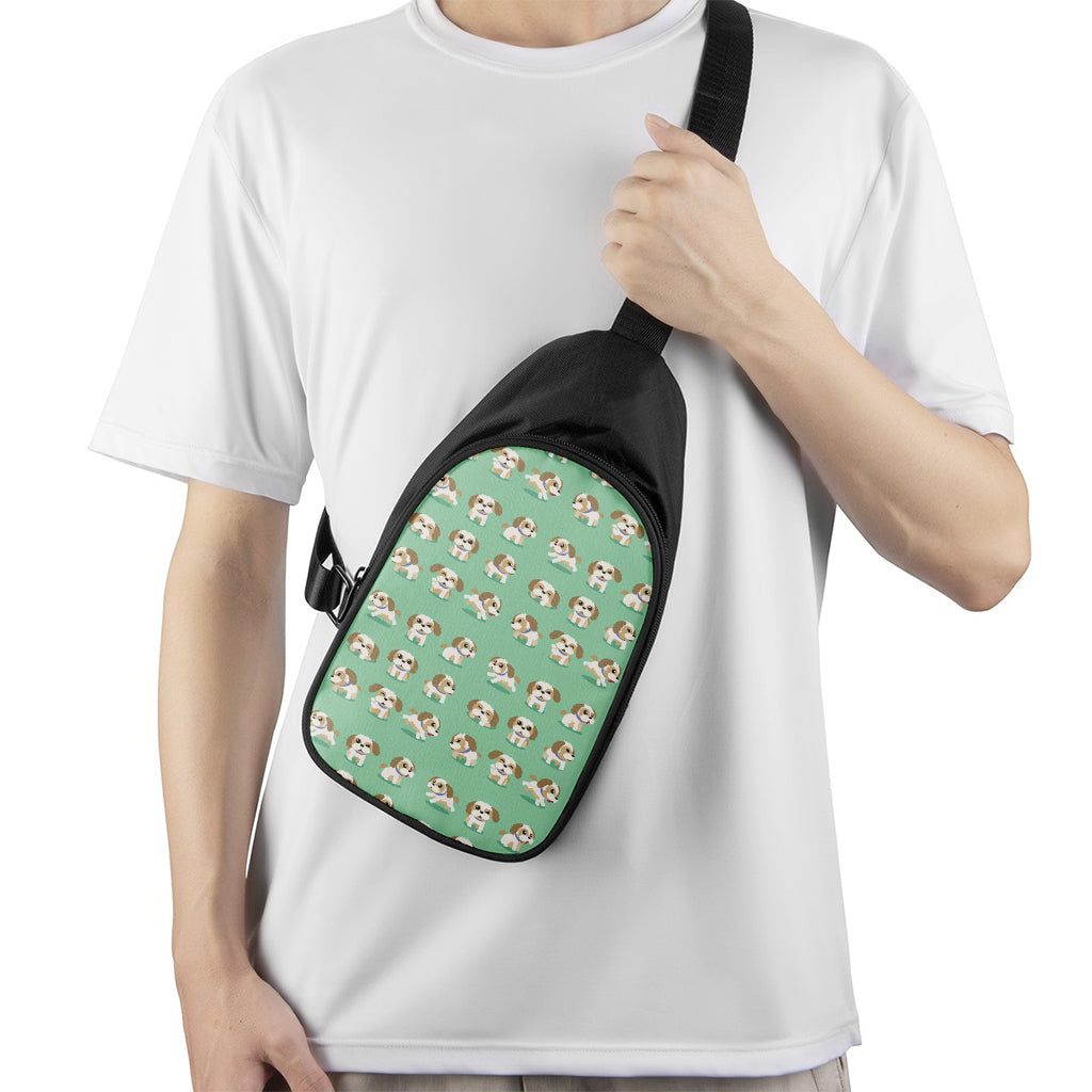 Cartoon Shih Tzu Pattern Print Chest Bag