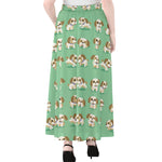 Cartoon Shih Tzu Pattern Print Chiffon Maxi Skirt