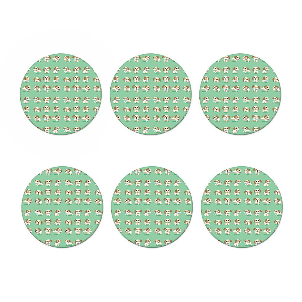 Cartoon Shih Tzu Pattern Print Coaster Set