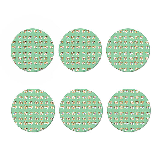 Cartoon Shih Tzu Pattern Print Coaster Set