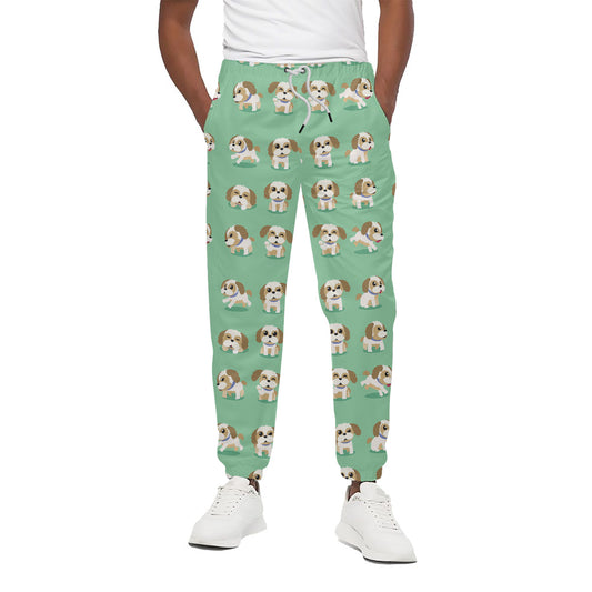 Cartoon Shih Tzu Pattern Print Cotton Pants
