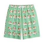 Cartoon Shih Tzu Pattern Print Cotton Shorts