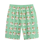 Cartoon Shih Tzu Pattern Print Cotton Shorts