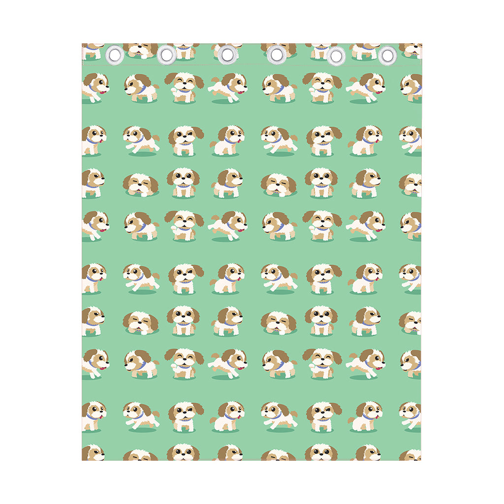 Cartoon Shih Tzu Pattern Print Curtain