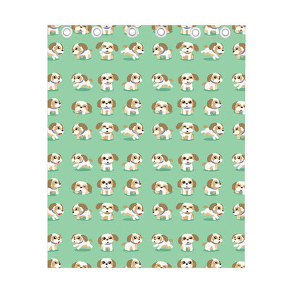 Cartoon Shih Tzu Pattern Print Curtain