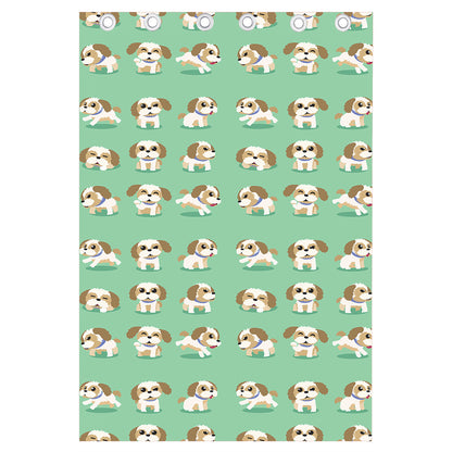 Cartoon Shih Tzu Pattern Print Curtain