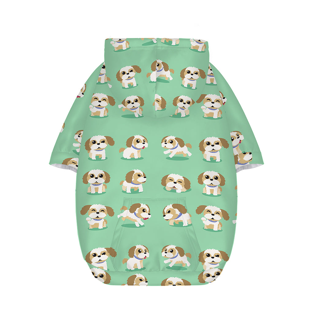 Cartoon Shih Tzu Pattern Print Dog Zip Up Hoodie