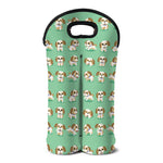 Cartoon Shih Tzu Pattern Print Double Neoprene Wine Tote