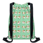 Cartoon Shih Tzu Pattern Print Drawstring Backpack