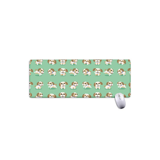Cartoon Shih Tzu Pattern Print Extended Mouse Pad