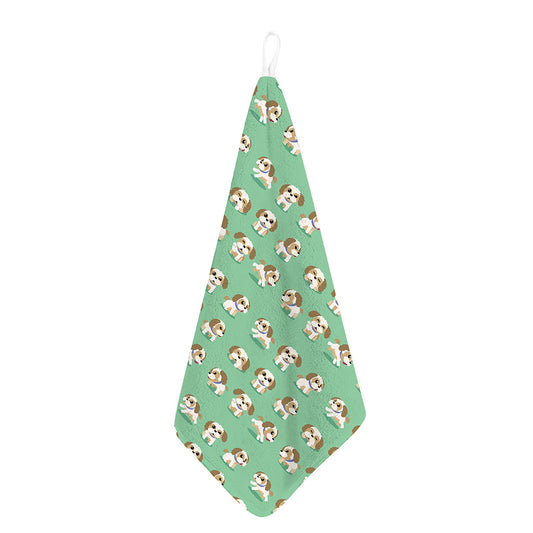 Cartoon Shih Tzu Pattern Print Hand Towel