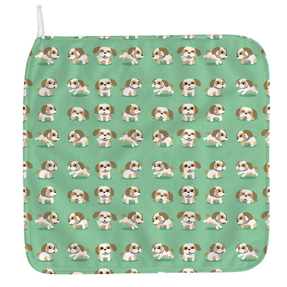 Cartoon Shih Tzu Pattern Print Hand Towel