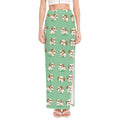Cartoon Shih Tzu Pattern Print High Slit Maxi Skirt