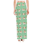 Cartoon Shih Tzu Pattern Print High Slit Maxi Skirt