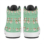 Cartoon Shih Tzu Pattern Print High Top Leather Sneakers