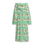 Cartoon Shih Tzu Pattern Print Hooded Bathrobe