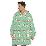 Cartoon Shih Tzu Pattern Print Hoodie Blanket
