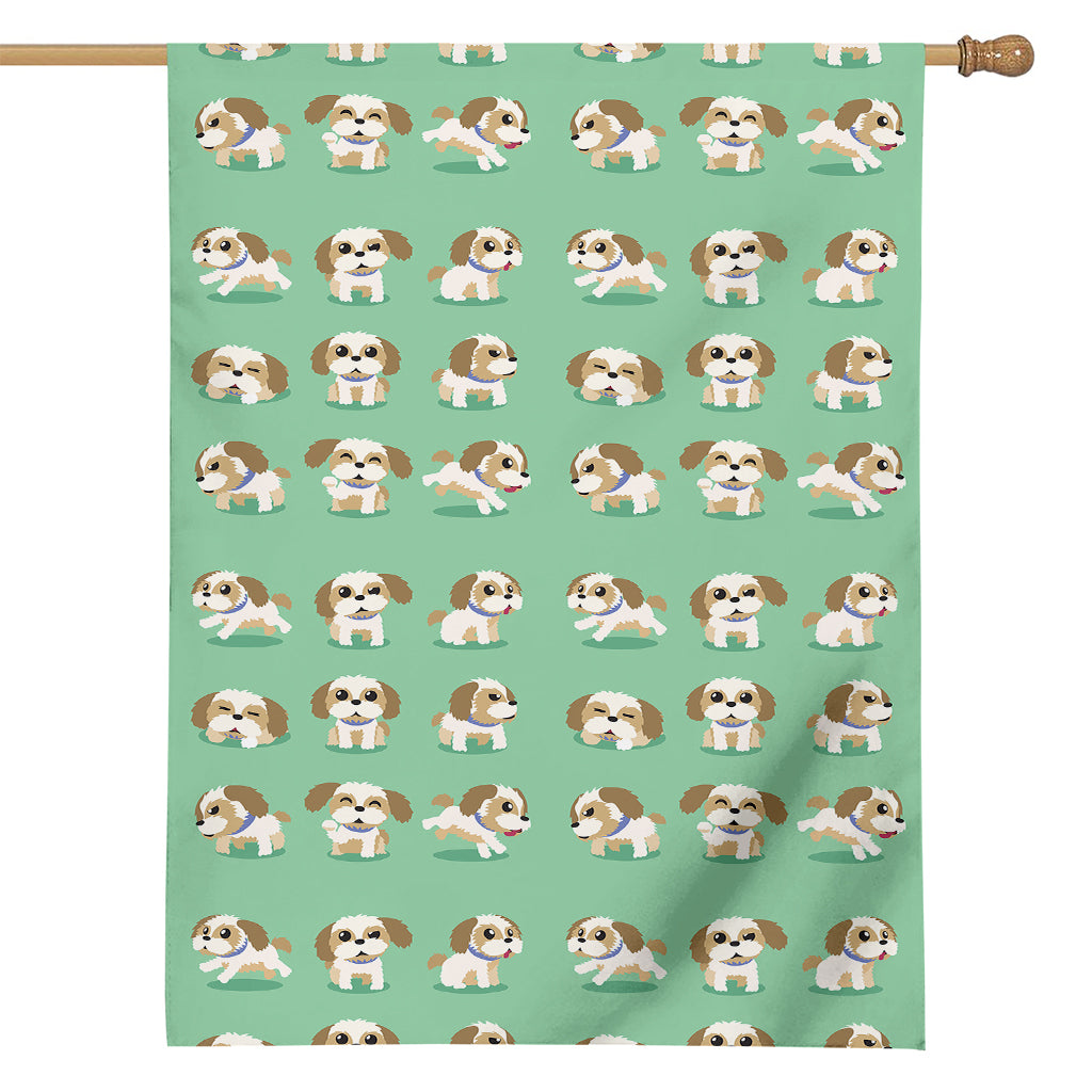 Cartoon Shih Tzu Pattern Print House Flag