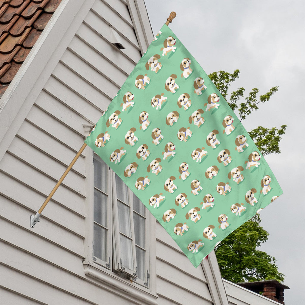 Cartoon Shih Tzu Pattern Print House Flag