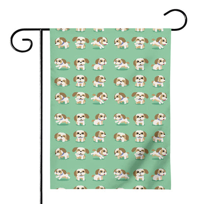 Cartoon Shih Tzu Pattern Print House Flag