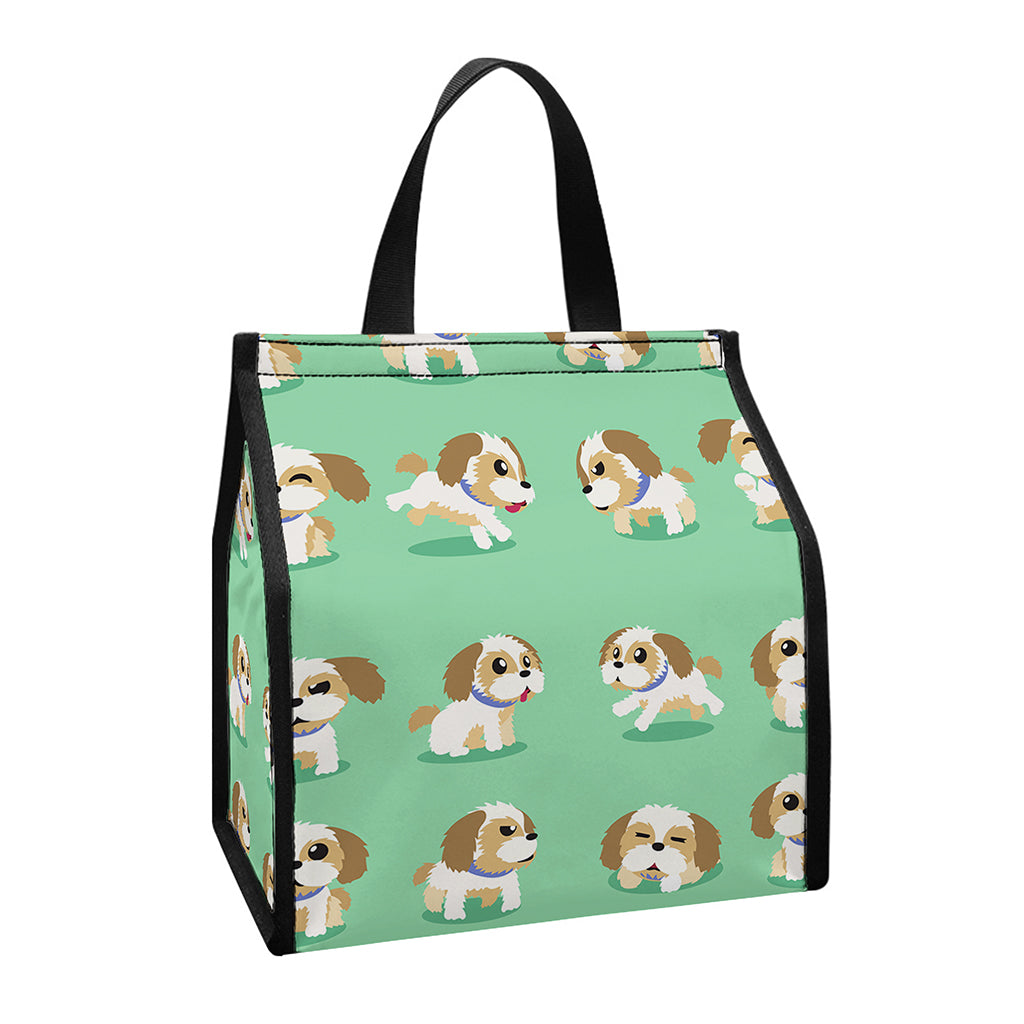 Cartoon Shih Tzu Pattern Print Insulated Lunch Tote