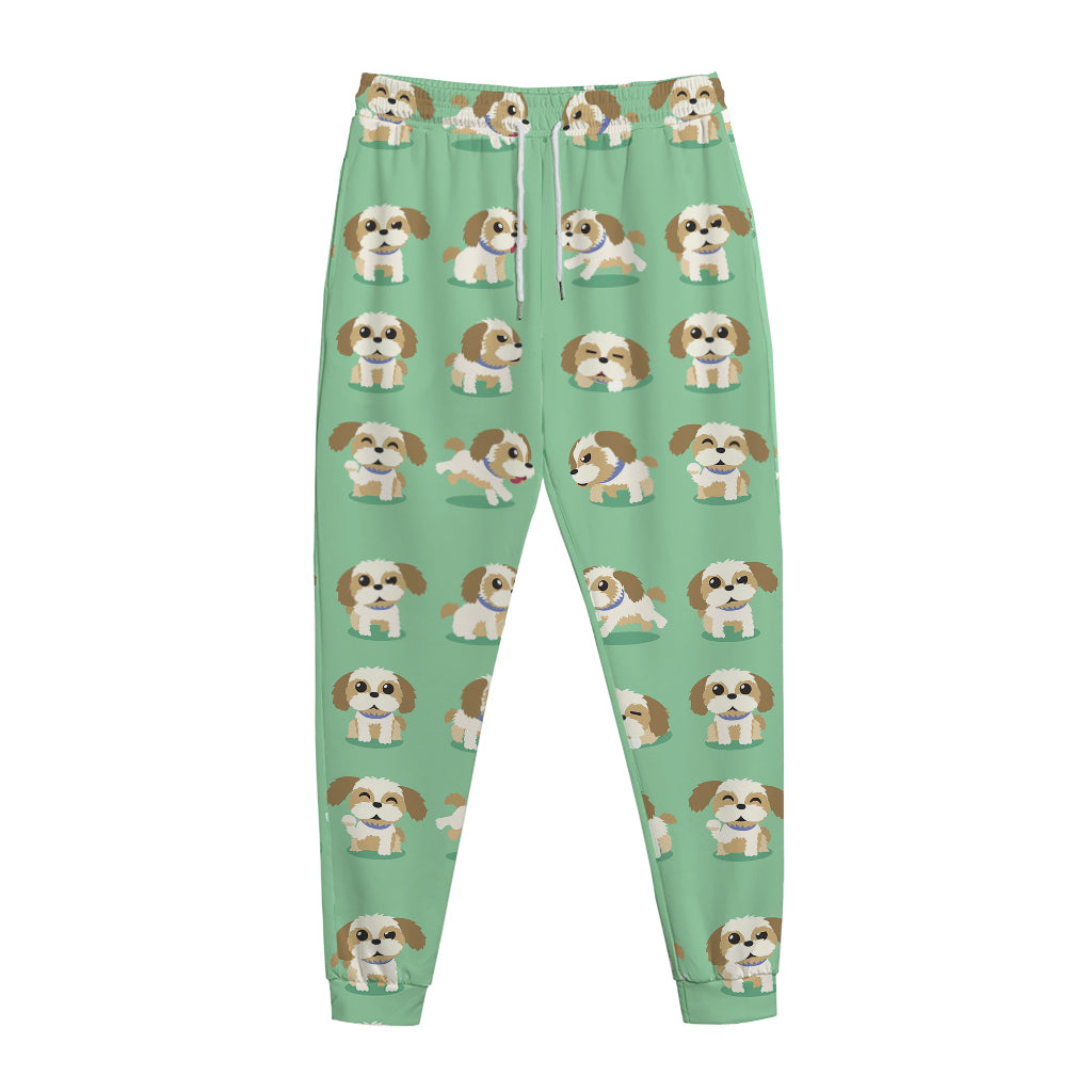 Cartoon Shih Tzu Pattern Print Jogger Pants