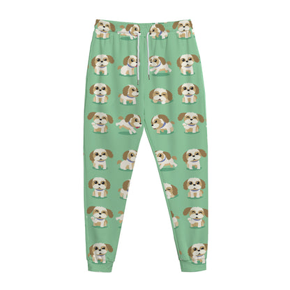 Cartoon Shih Tzu Pattern Print Jogger Pants