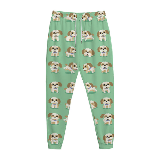 Cartoon Shih Tzu Pattern Print Jogger Pants