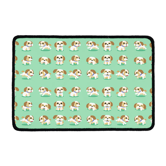 Cartoon Shih Tzu Pattern Print Kitchen Mat
