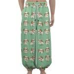 Cartoon Shih Tzu Pattern Print Lantern Pants