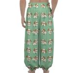 Cartoon Shih Tzu Pattern Print Lantern Pants
