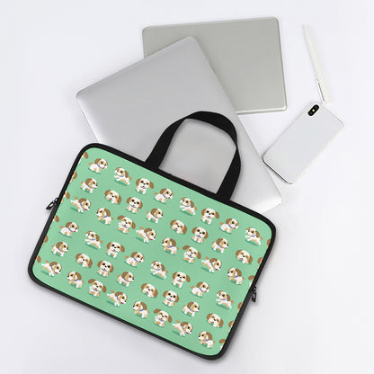 Cartoon Shih Tzu Pattern Print Laptop Sleeve With Handle