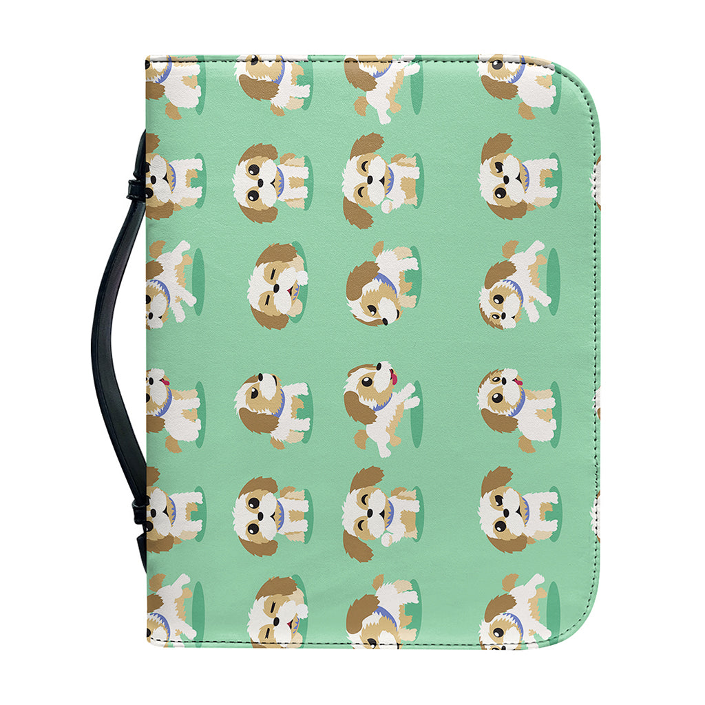 Cartoon Shih Tzu Pattern Print Leather Bible Cover