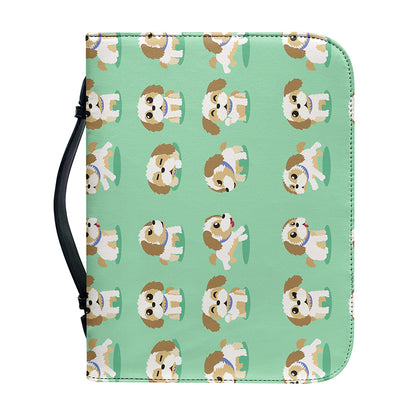 Cartoon Shih Tzu Pattern Print Leather Bible Cover