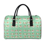 Cartoon Shih Tzu Pattern Print Leather Duffle Bag