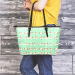 Cartoon Shih Tzu Pattern Print Leather Tote Bag