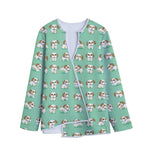 Cartoon Shih Tzu Pattern Print Long Sleeve Short Coat